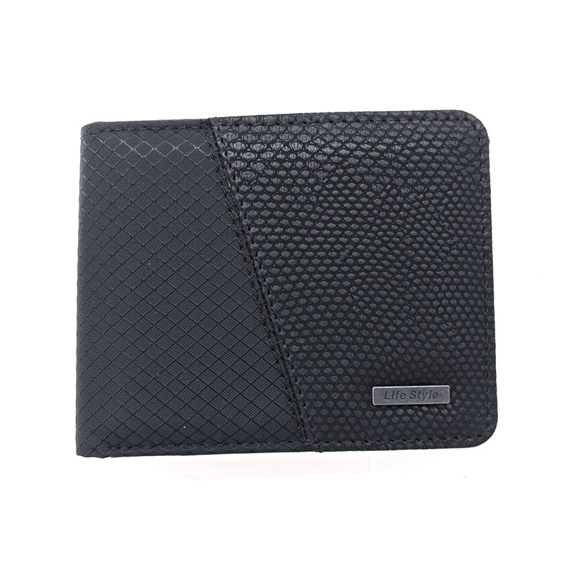 Ripstop Fabric Combined Snake PU Bifold Wallets For Men